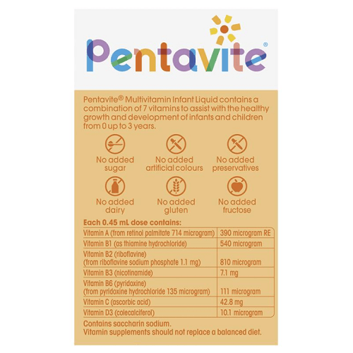 SIRO VITAMIN TỔNG HỢP CHO BÉ TỪ 0-3 TUỔI PENTAVITE INFANT LIQUID 30ML - Hình ảnh 3