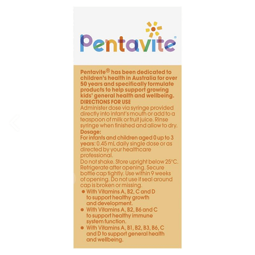 SIRO VITAMIN TỔNG HỢP CHO BÉ TỪ 0-3 TUỔI PENTAVITE INFANT LIQUID 30ML - Hình ảnh 2