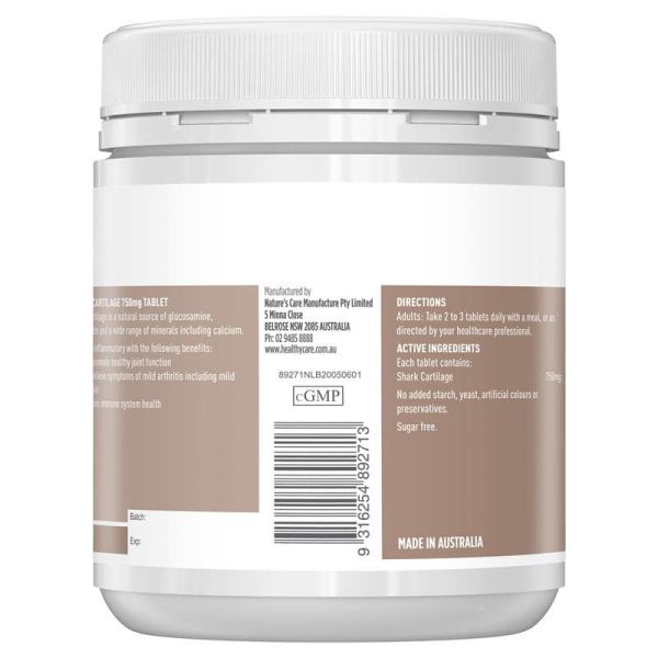 SỤN VI CÁ MẬP HEALTHY CARE SHARK CARTILAGE 750MG 200 VIÊN - Hình ảnh 2