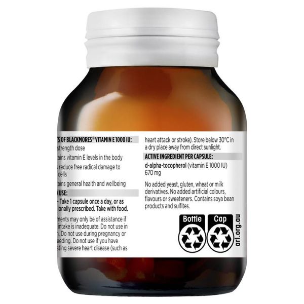 BỔ SUNG VITAMIN E BLACKMORES VITAMIN E 1000IU 30 VIÊN - Hình ảnh 2